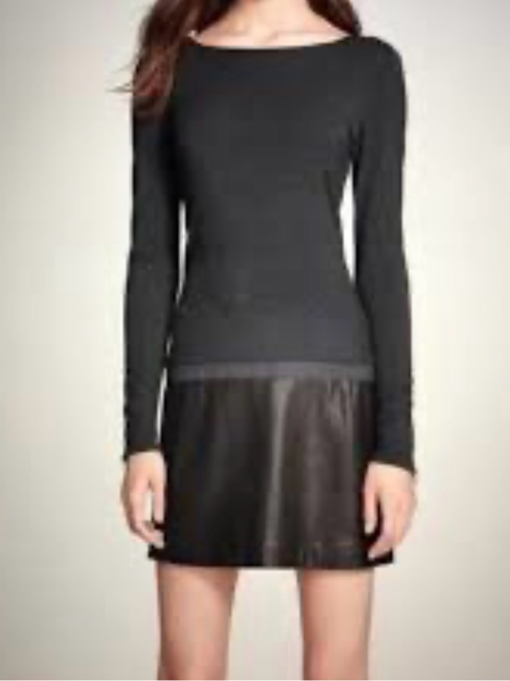Theory gray black Kevian lamb leather skirt shift dress women’s size s small